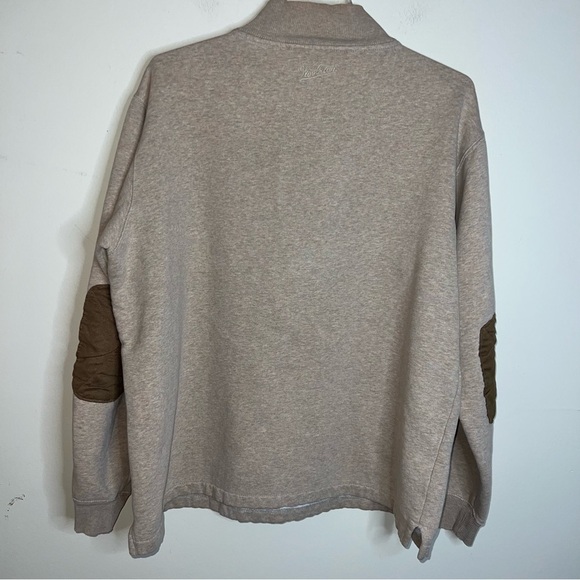Woolrich Pullover 1/4 Zip Sweater Oatmeal with Elbow Patches Men’s Size Large - Picture 3 of 13